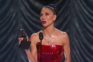 Pussycat Dolls singer Nicole Scherzinger thanks God after winning Tony Award
